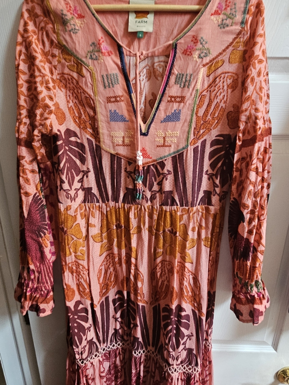 FARM Rio Pink Orange Floral Print Maxi Dress